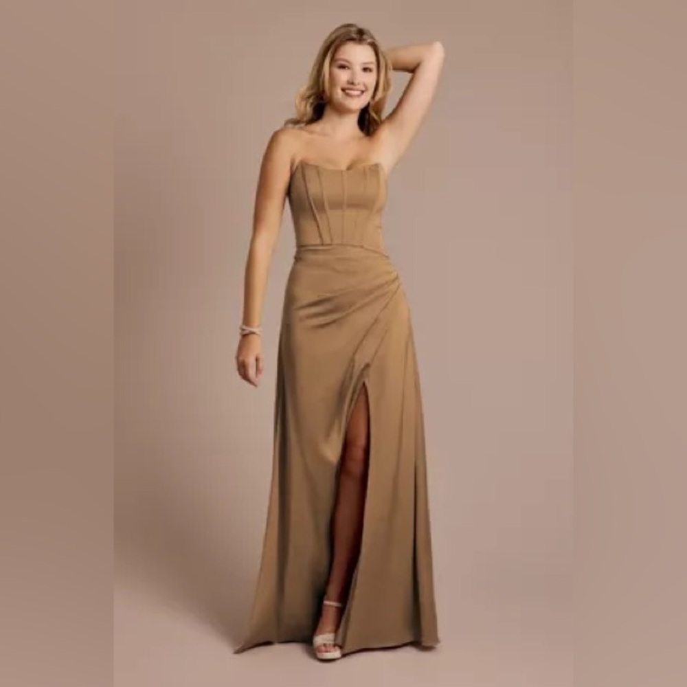 David’s Bridal Galina Signature Matte Satin Sculpted Bodice Corset Dress
